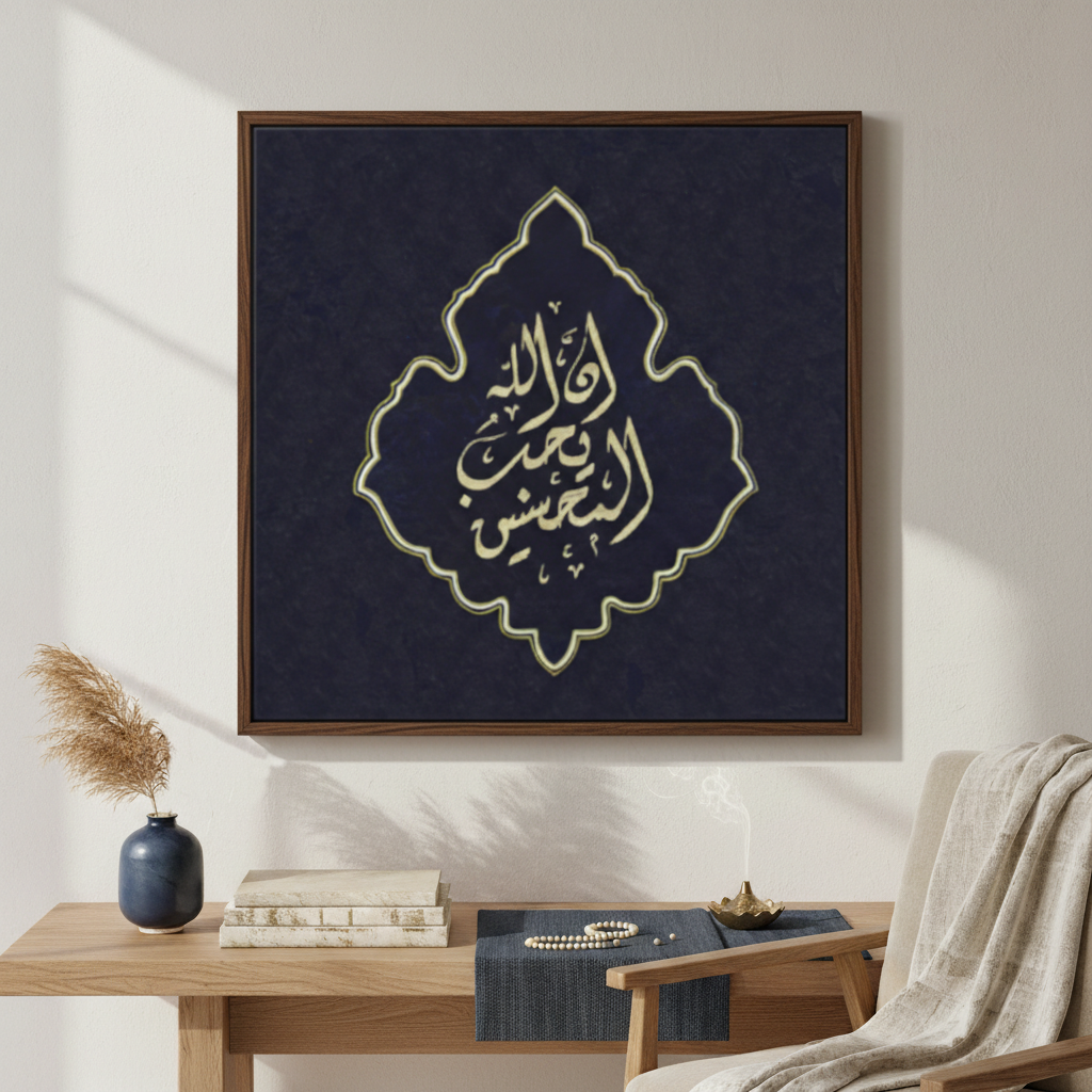 Love Descends - Premium Framed Canvas - Islamic Artwork - Square - Blue