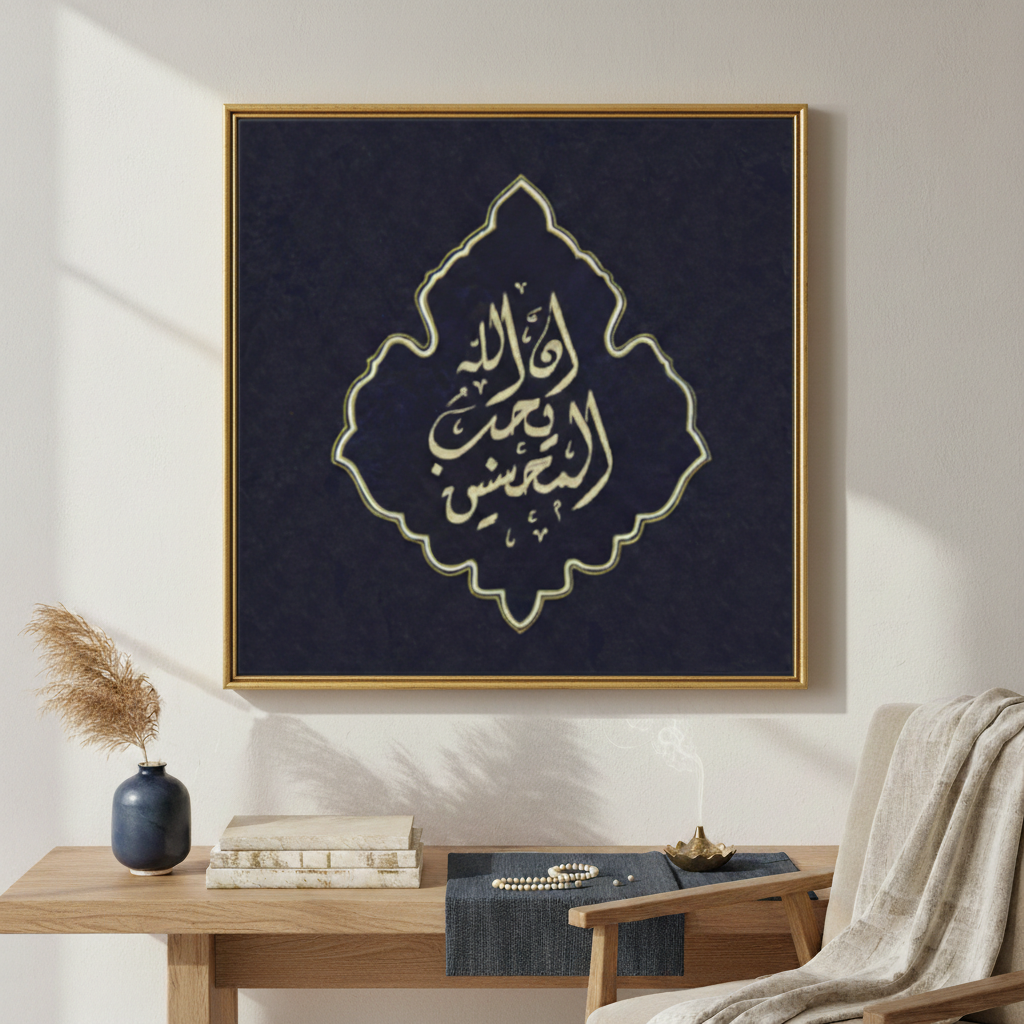 Love Descends - Premium Framed Canvas - Islamic Artwork - Square - Blue