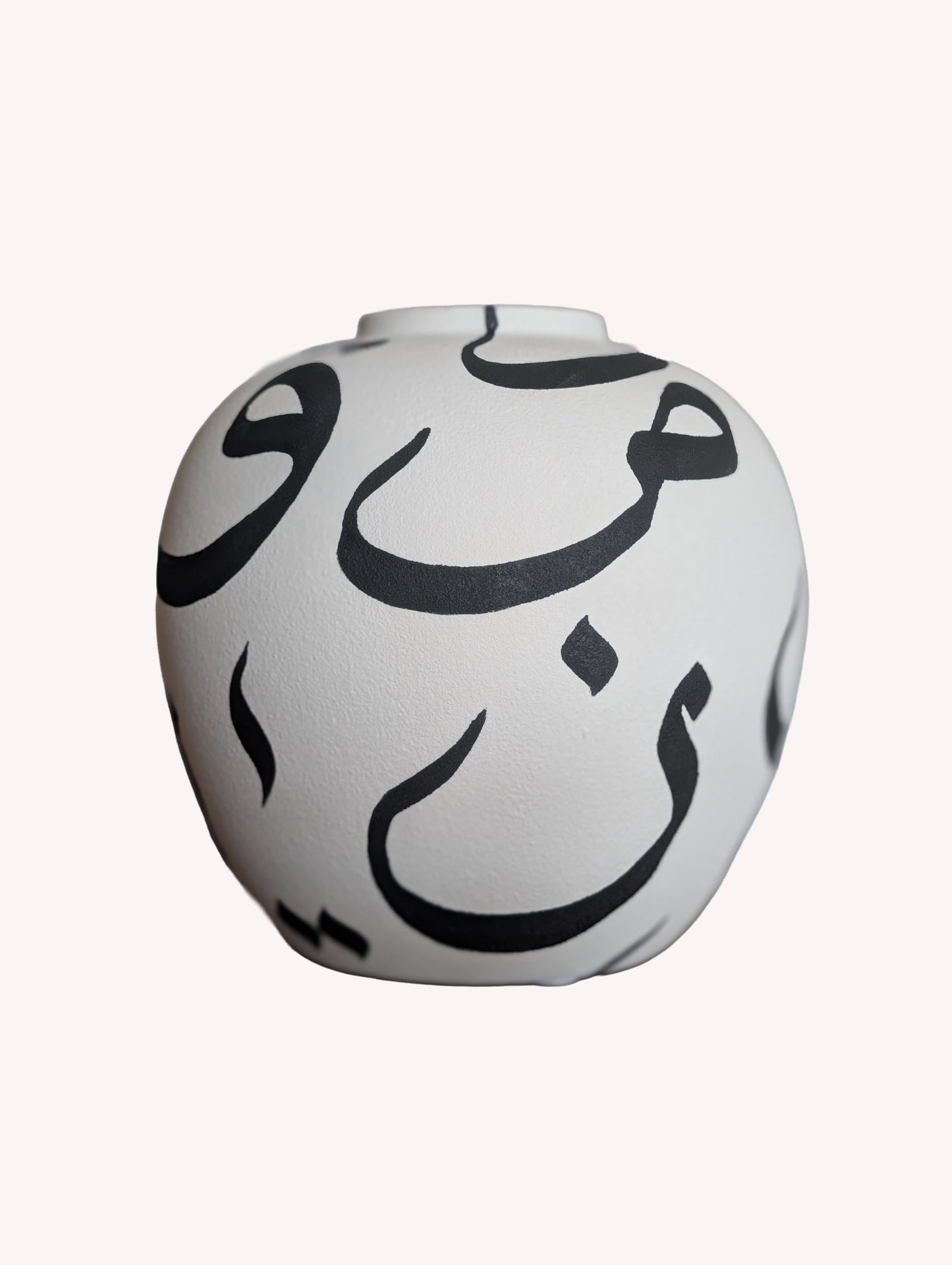 Divine Mystery Round Urn Ceramic Handpainted Vase / Off White & Black / Home Decor Piece / Gift