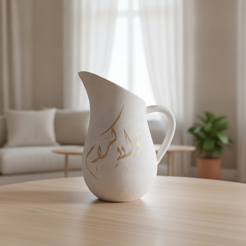 Surah Rahman Calligraphy Jug Vase / Handpainted Ceramic / Arabic Calligraphy Art / Home Statement Decor / Islamic Gift