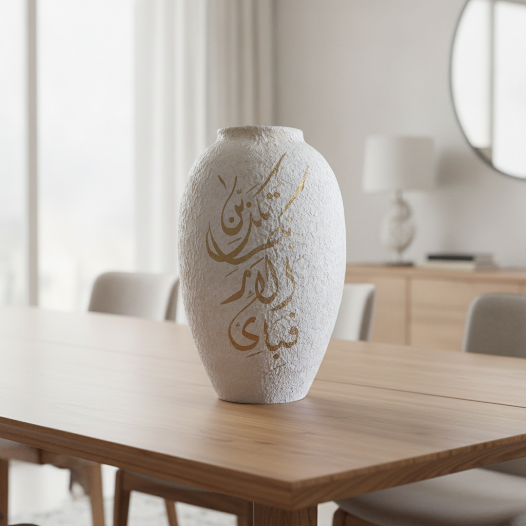 Surah Rahman Arabic Calligraphy Vase / Handpainted Ceramic / Home Statement Decor / Islamic Art / Gift