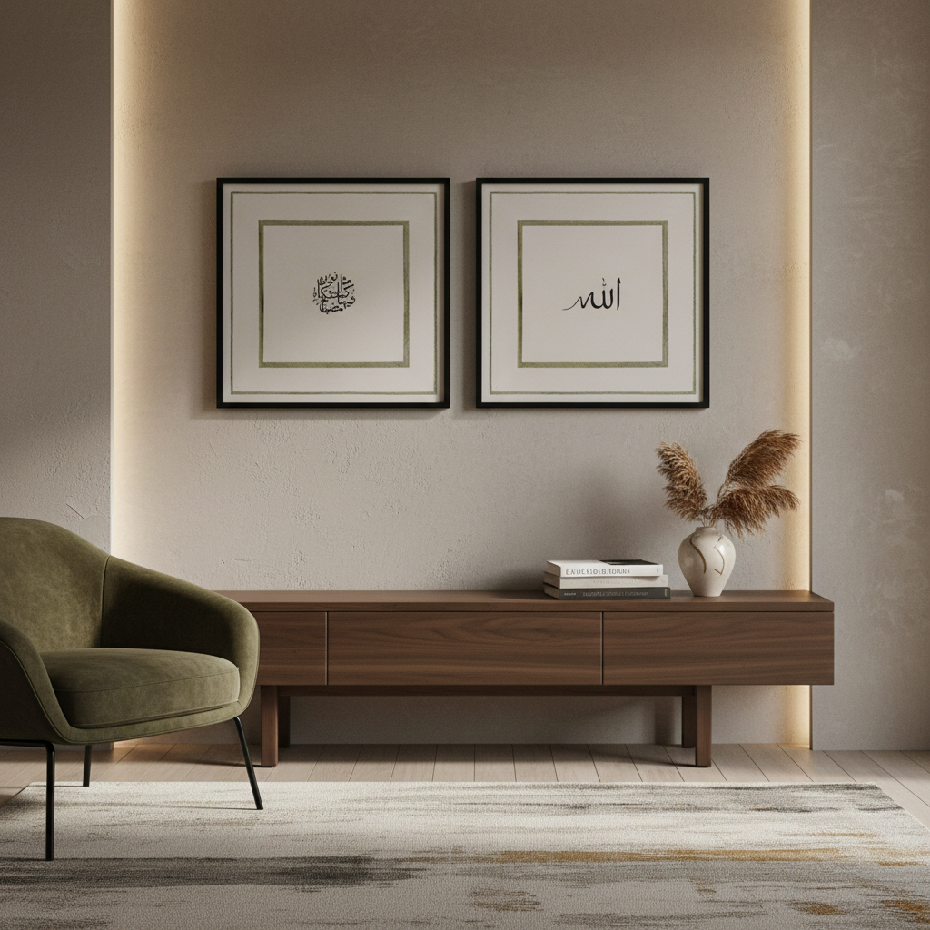 Ayat an-Nūr (Set of 2) - Islamic Wall Art Premium Prints - Square