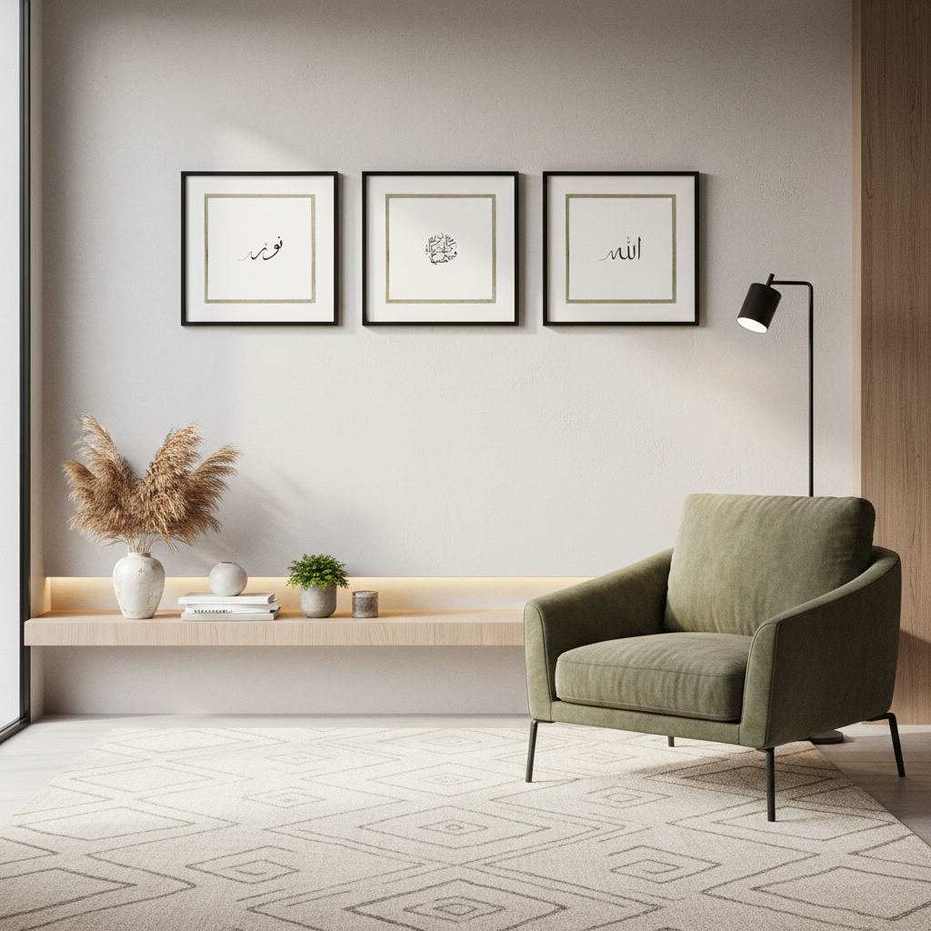 Ayat an-Nūr (Set of 3) - Islamic Wall Art Premium Prints - Square