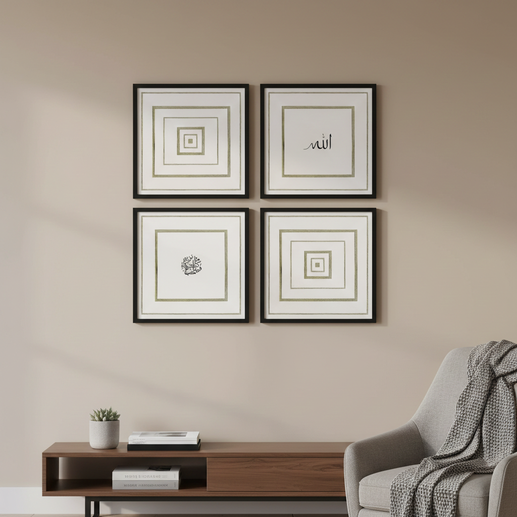 Ayat an-Nūr (Set of 4) - Islamic Wall Art Premium Prints - Square